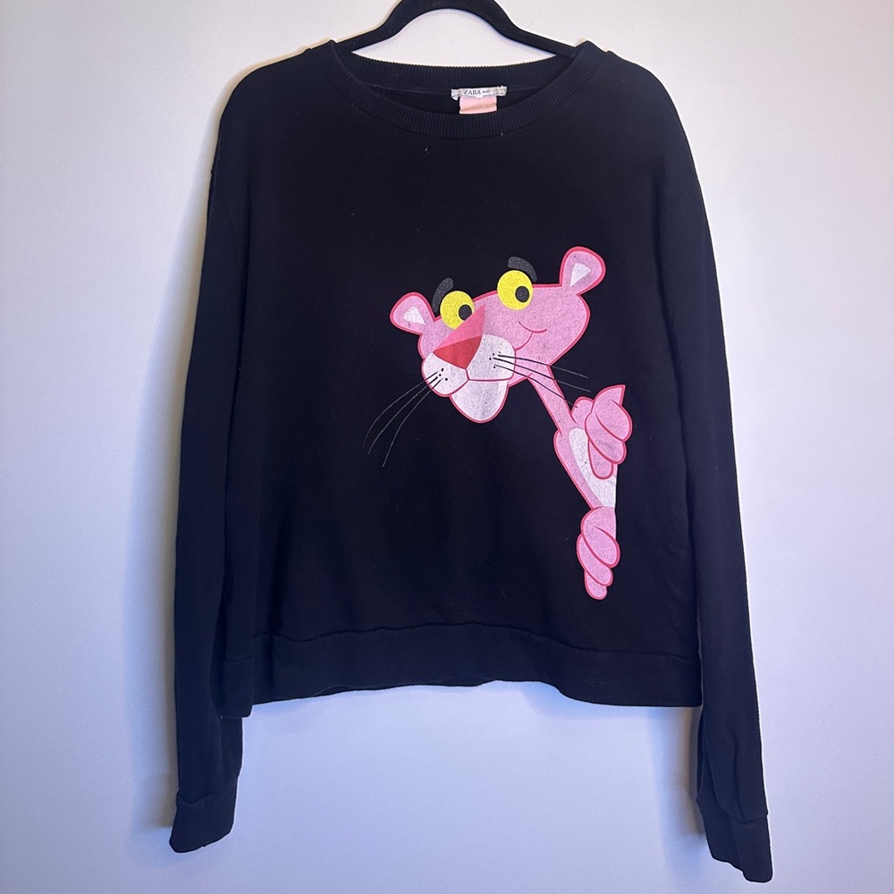 Zara Black Sweater with Pink Panther Design